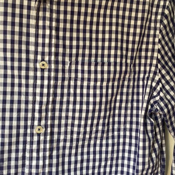Three Truths button down blue and white gingham cotton small - Picture 4 of 5